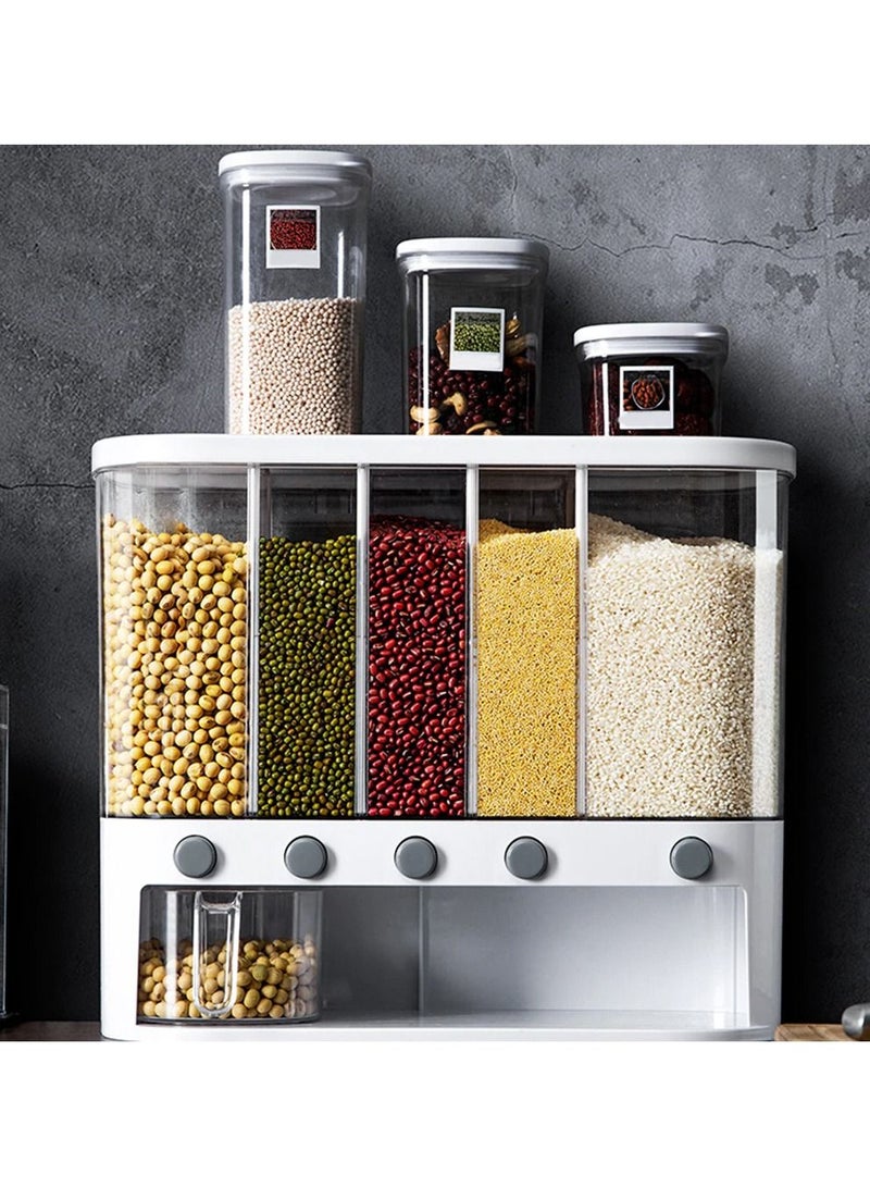 DubaiGallery Wall Mounted Press Cereals Dispenser Dry Food Hanger Kitchen Storage Organize Household Dry Rice Food Container Organizer 12KG - Image 4
