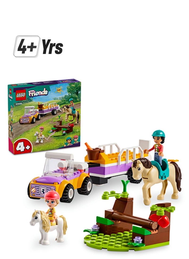 LEGO Friends Horse and Pony Trailer Set, Animal Building Toys for 4 Plus Year Old Girls, Boys & Kids, with Car, Liann and Zoya Character Figures and 2 Horses, Gift Idea for Pretend Play 42634  - Image 1