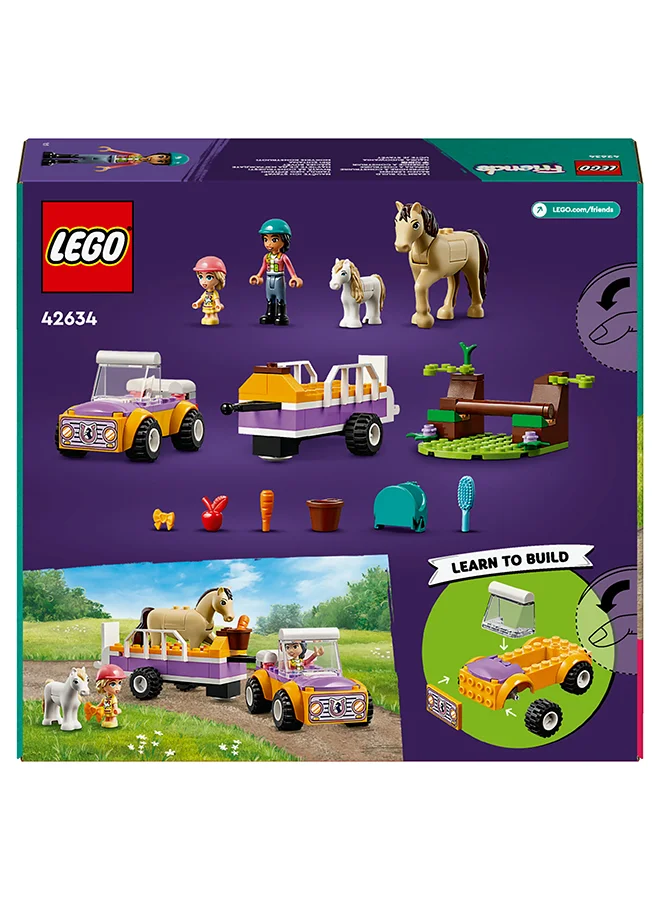 ليغو Friends Horse and Pony Trailer Set, Animal Building Toys for 4 Plus Year Old Girls, Boys & Kids, with Car, Liann and Zoya Character Figures and 2 Horses, Gift Idea for Pretend Play 42634