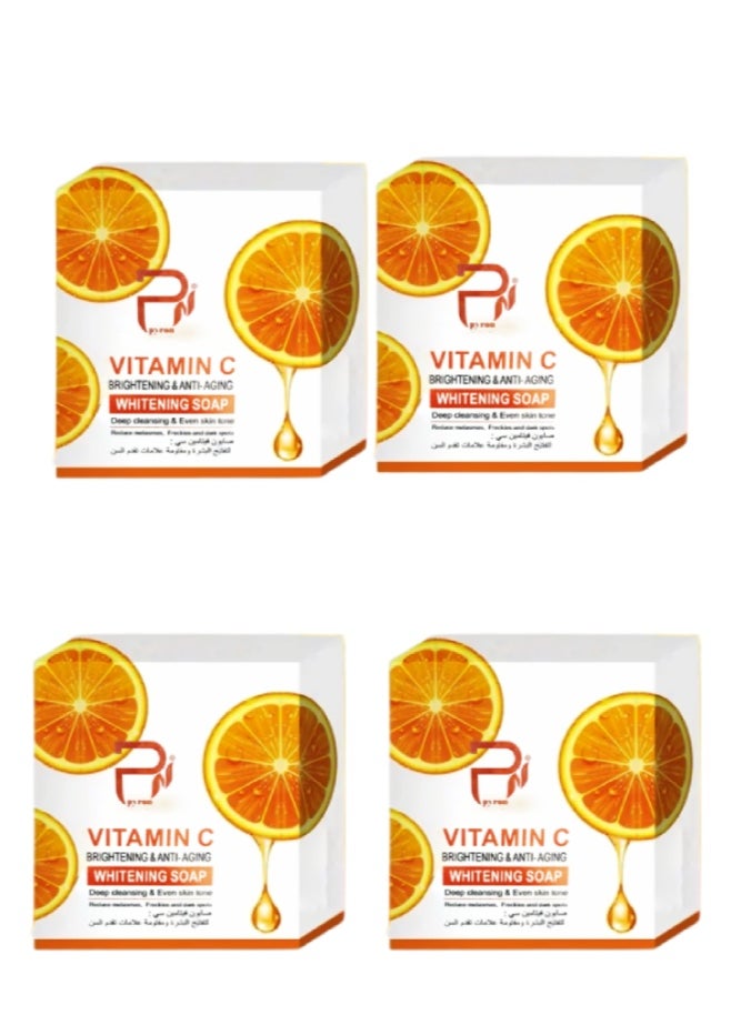 PYRON 4 Pieces Vitamin C Brightening And Anti-Aging Whitening Soap Orange 100grams  - Image 1