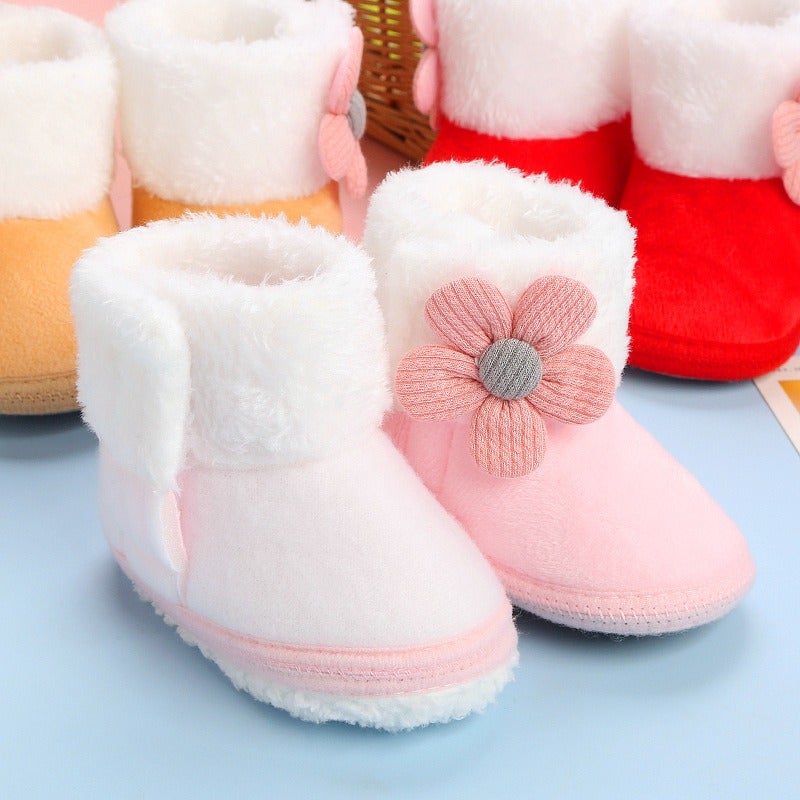 Yang Yang Hua Cute Princess Baby Shoes Soft Sole Winter 0-12 Months Toddler Pre-Walking Cotton Sock Shoes for Boys and Girls - Image 3