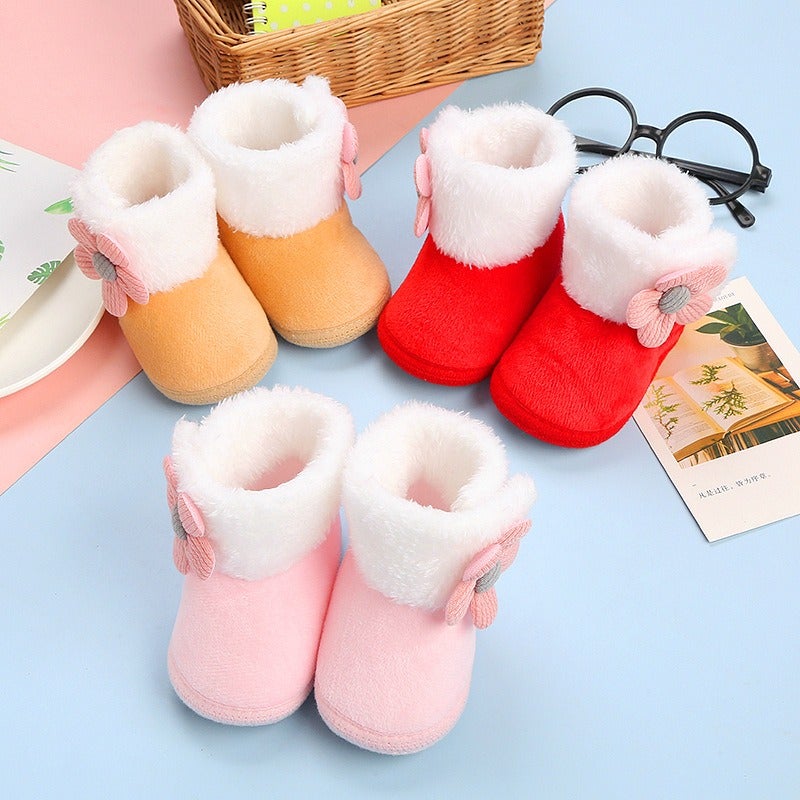 Yang Yang Hua Cute Princess Baby Shoes Soft Sole Winter 0-12 Months Toddler Pre-Walking Cotton Sock Shoes for Boys and Girls - Image 2