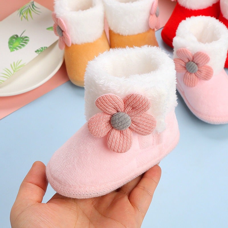 Yang Yang Hua Cute Princess Baby Shoes Soft Sole Winter 0-12 Months Toddler Pre-Walking Cotton Sock Shoes for Boys and Girls - Image 4
