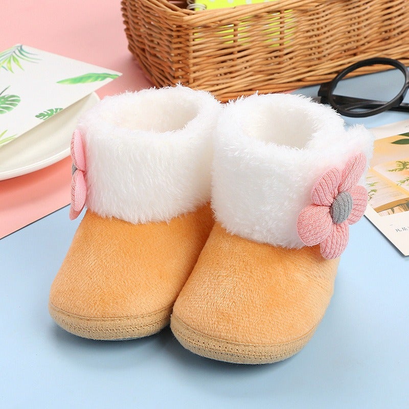 Yang Yang Hua Cute Princess Baby Shoes Soft Sole Winter 0-12 Months Toddler Pre-Walking Cotton Sock Shoes for Boys and Girls - Image 1