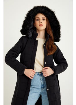 1Tarz 1Style Barbora Daily Winter Full Length Puffer Women's Coat BT180BLACK7  - Image 4