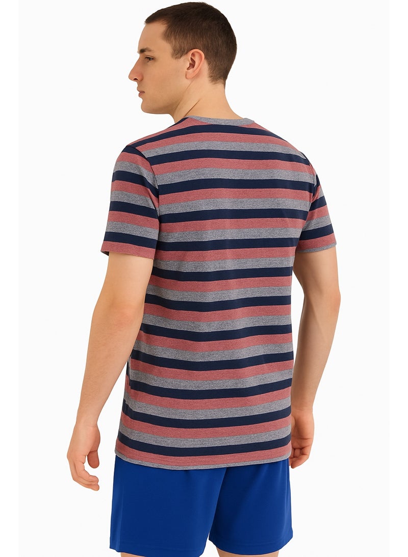 Blend Men's Striped Cotton T-Shirt – Casual Crew Neck Tee - Image 2