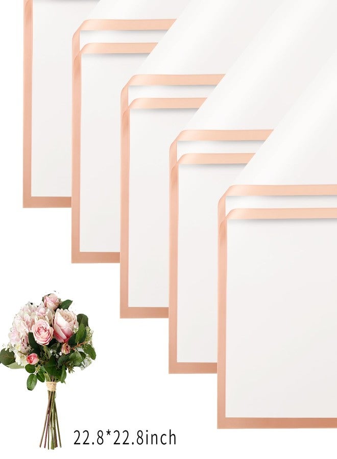 Bupduq 30 Sheets white Gold Edge Flower Bouquet Wrapping Paper，Florist Supplies Waterproof Floral Bouquet Wrapping Paper Bouquet Accessorie，Flower Shop Packaging Pape for DIY Gift Wedding Birthday - Image 2