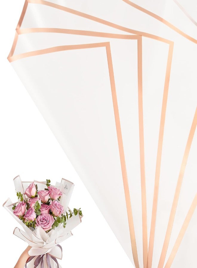 Bupduq 30 Sheets white Gold Edge Flower Bouquet Wrapping Paper，Florist Supplies Waterproof Floral Bouquet Wrapping Paper Bouquet Accessorie，Flower Shop Packaging Pape for DIY Gift Wedding Birthday - Image 1