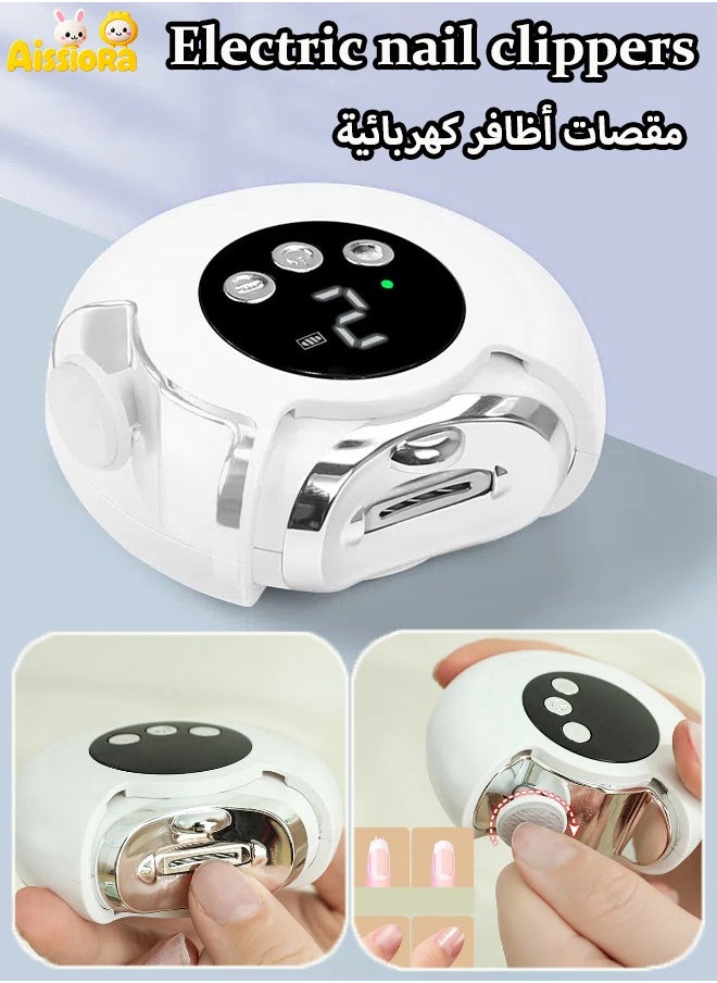 آيسيورا قص اظافر المواليد قصاصة اظافر كهربائية مقص الأظافر الكهربائية مقص أظافر الأطفال الكهربائية تقليم / تلميع مقص الأظافر 2 في 1 تسعة رؤوس طحن قابلة للاستبدال غطاء مغناطيسي إضاءة LED  - Image 1