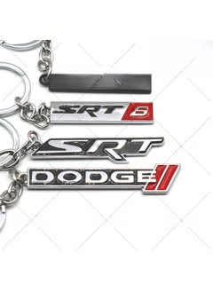 Metal Car Keychain Suitable for Dodge Jeep SRT Keys Luxury Brand Logo Customizable Automobile Keyring Jewelry Accessories SRT8 Silver
