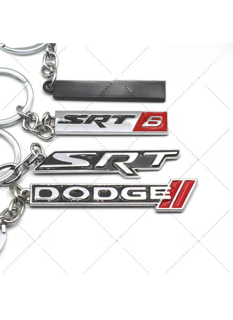 Generic - Metal Car Keychain Suitable for Dodge Jeep SRT Keys Luxury Brand Logo Customizable Automobile Keyring Jewelry Accessories SRT8 Silver - Image 1
