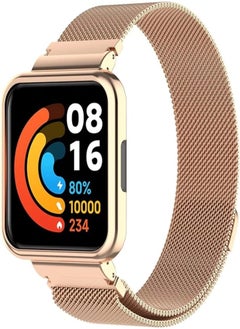 Generic E-strap Milanese Magnetic Metal Band Compatible with Xiaomi Redmi Watch 2 Lite, Magnetic Stainless Steel Mesh Replacement Bands for Redmi Watch 2 Lite, Rose Gold, 250mm, Magnetic,Flexible,Soft 