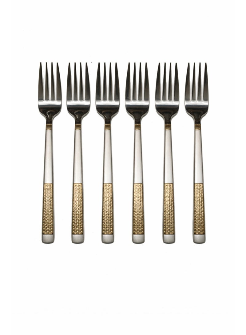 Stainless Steel Dinner Forks Set Of 6, 20 Cm Length, Mirror Polish Forks With Gold Handle, Rust Resistant Cutlery For Home Kitchen And Restaurant Use (Dinner Fork) - Image 2