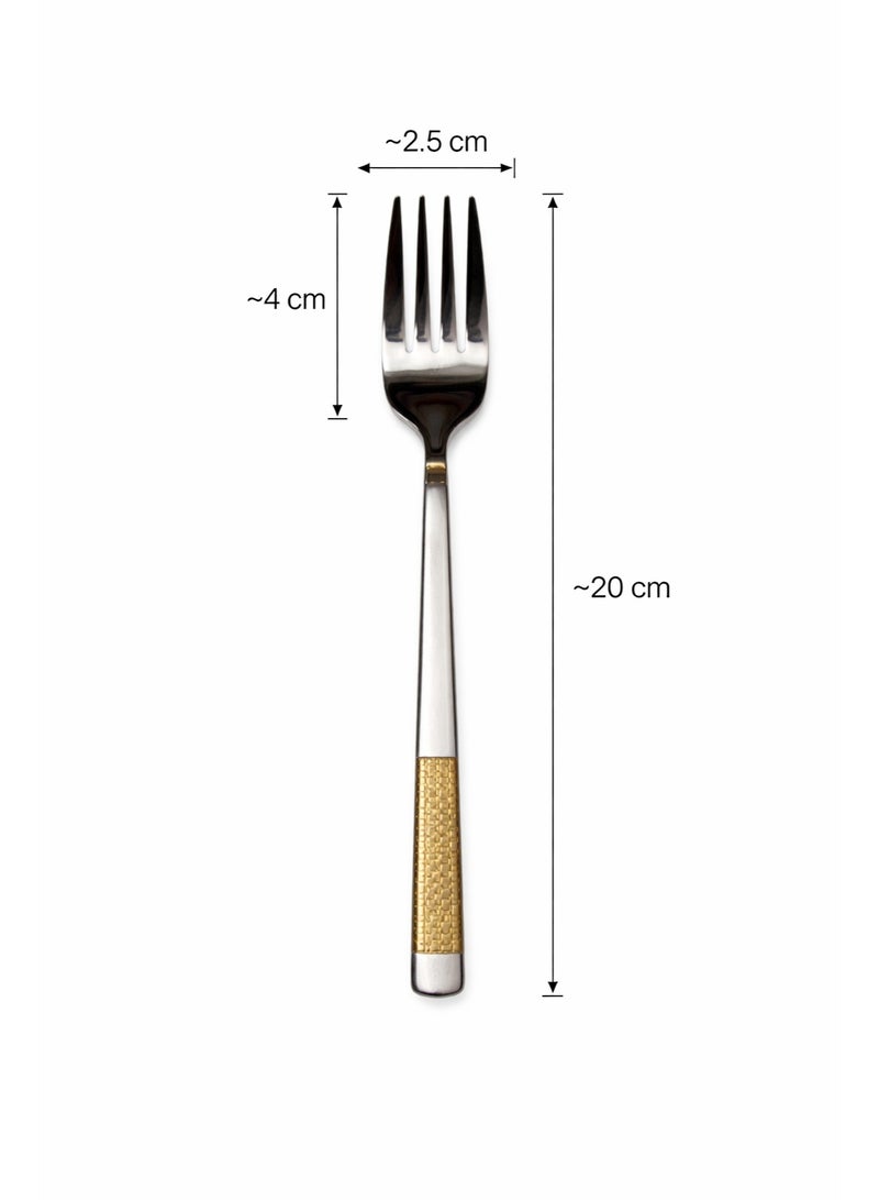 Stainless Steel Dinner Forks Set Of 6, 20 Cm Length, Mirror Polish Forks With Gold Handle, Rust Resistant Cutlery For Home Kitchen And Restaurant Use (Dinner Fork) - Image 5