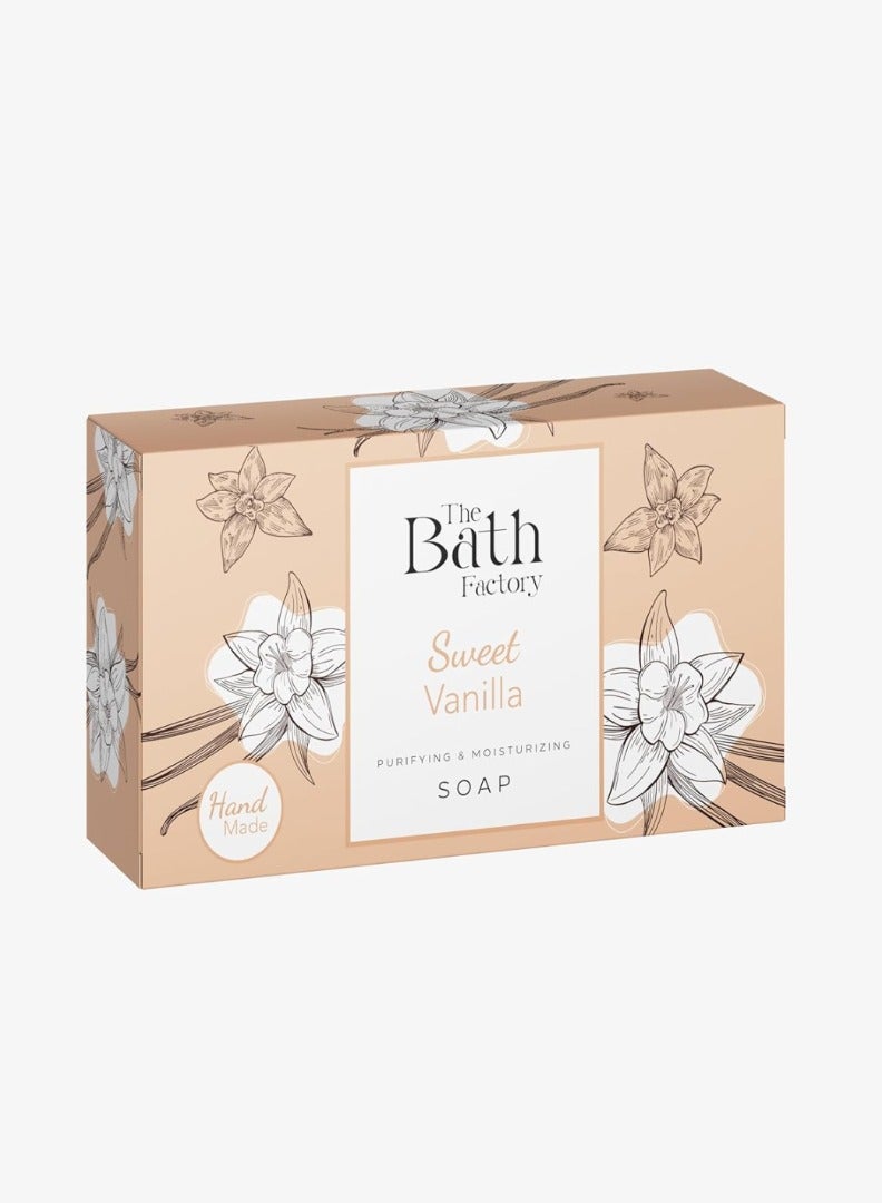 The Bath Factory Sweet Vanilla Soap, 80 g – Nourishing Cleanser for Soft and Moisturised Skin - Image 1