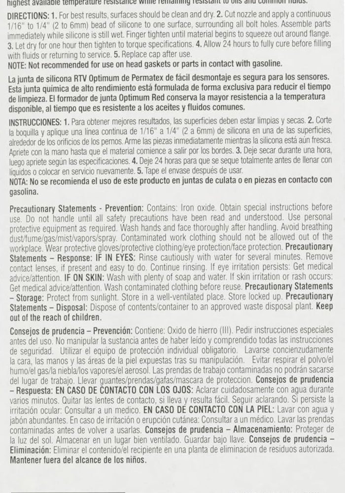 Permatex 27038 Optimum Red High Temperature Gasket Maker 3.35 oz - Image 3