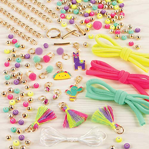 Make It Real Neo-Brite Chains&Charms Kit|Create 10 Unique Cord&Tassel Charm Bracelets,195 Pieces,Includes Play Tray|DIY Playful Charm&Jewelry Kit|Arts&Crafts,Girls Ages 8+|Made in India,Multicolor - Image 3