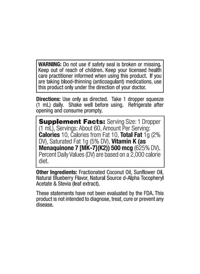 Nature's Life Vitamin K2 (MK7) Drops, 2 oz - Image 2