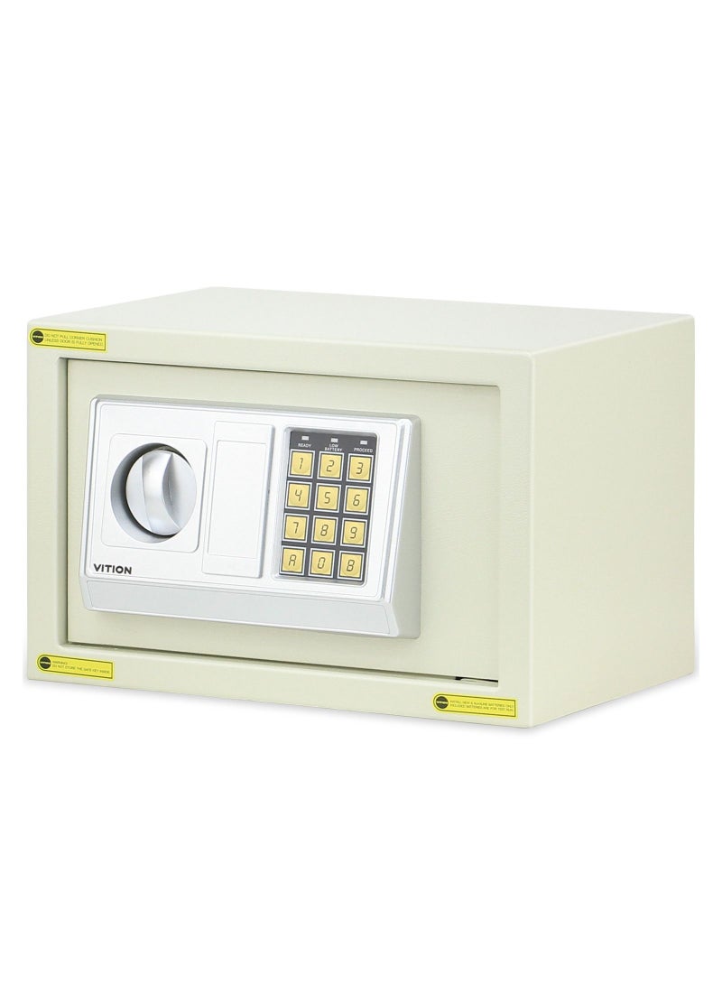 VITION Safe Box with Electronic Digital Keypad and Key Lock for Home Office Cash Money Jewelry Passport (Size 20x31x20cm) White - Image 1