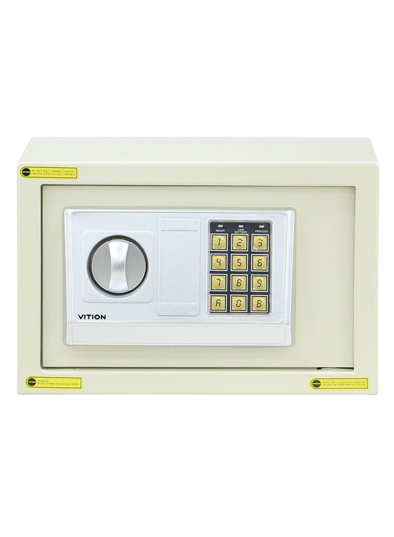 VITION Safe Box with Electronic Digital Keypad and Key Lock for Home Office Cash Money Jewelry Passport (Size 20x31x20cm) White - Image 3