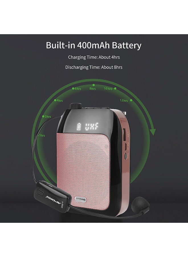 Generic Portable Voice Speaker Amplifier for Teachers with Wireless Microphone Headset Waistband Rechargeable Personal BT Speaker Support Music Recording FM Radio  - Image 2