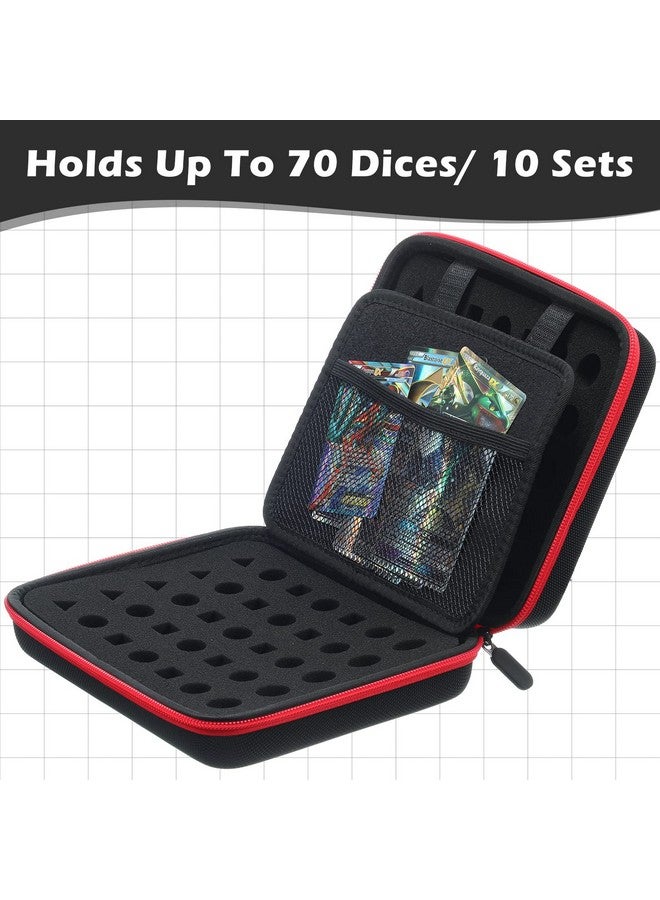 اوريهير حافظة نرد مع صينية قابلة للإزالة لتخزين النرد، حامل حمل النرد متوافق مع لعبة لعب الأدوار Dnd وألعاب الطاولة الأخرى، يحمل ما يصل إلى 70 نردًا / 10 مجموعات (أحمر) - Image 2