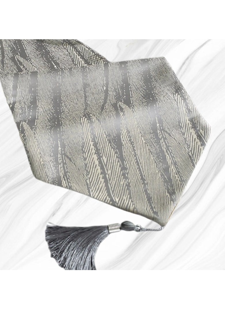 Mistyblue High Density Jacquard Table Runner Silvery Grey 12 x 70 Inch for Dinner Table 4-6 Seaters, MISTYBLUE Modern Elegant Table Decor 32x180cm For Home Dining Room Luncheon Party Festival  - Image 1