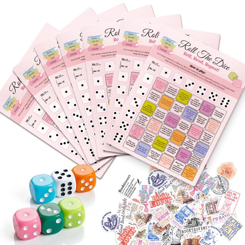 KACIOLA STUDIO 24PCS Book Club Dice Game, Reading Group Book Club Icebreaker Meeting Party Games Activity Discussion Cards for Adults Booklovers Gifts - Image 1