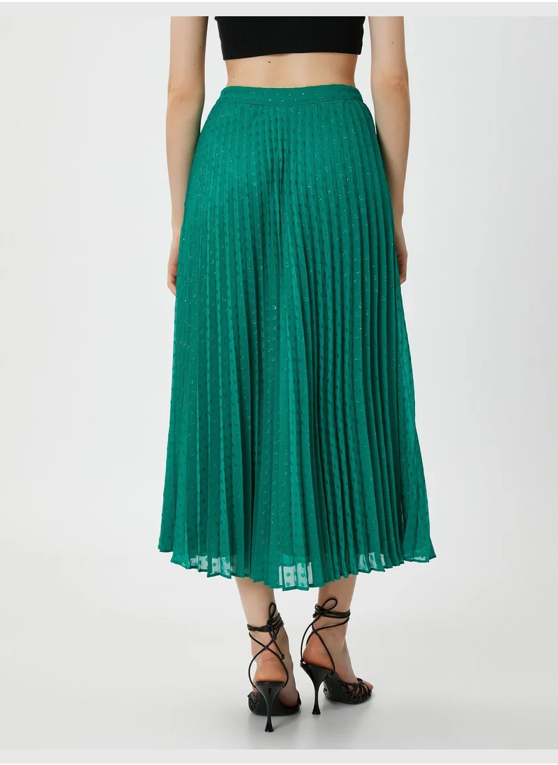 KOTON Pleated Midi Skirt Chiffon Silvery