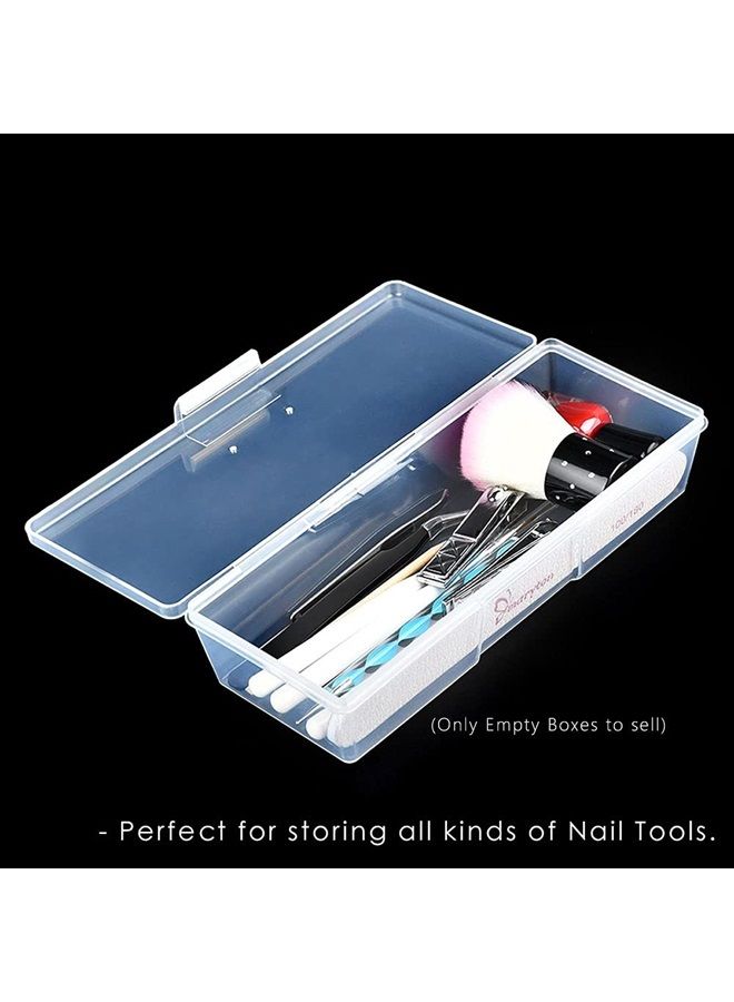 Maryton Clear Box Storage Case for Organizing Professional Pedicure Manicure Kit and Nail Supplies, Plastic Box Nail Art Kits Tools Organizer, 4-Count