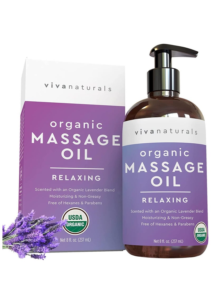 Viva Naturals - Organic Massage Oil Relaxing Body Massage Oil for Massage Therapy 8 fl oz - Image 1