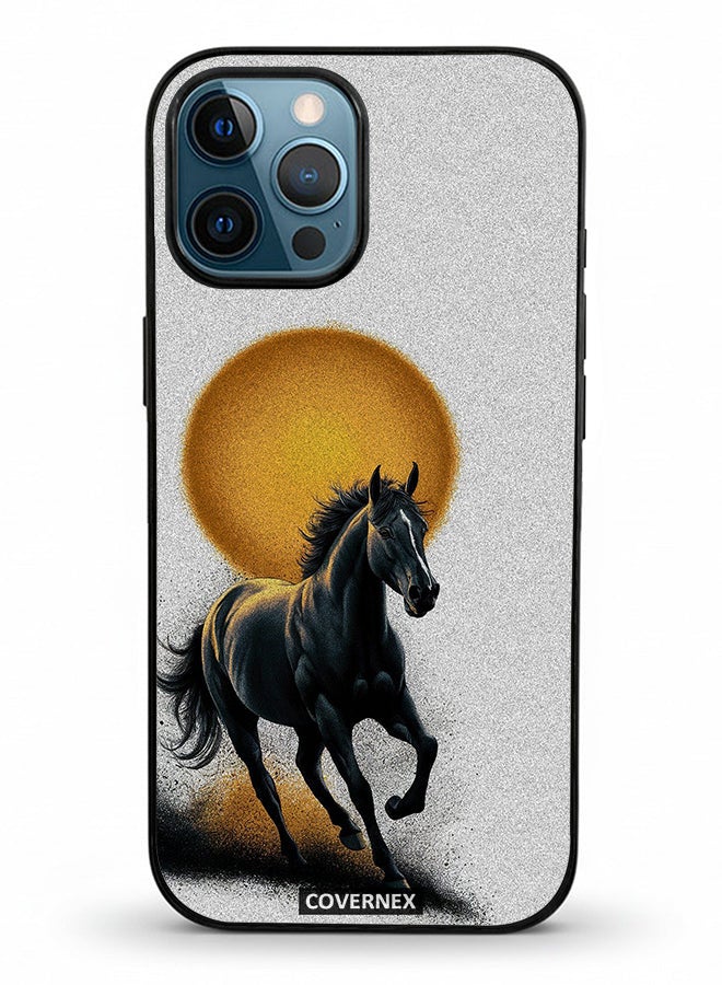 Covernex Apple iPhone 12 Pro Max Protective Case Cover Printed Featuring Galloping Horse with Sunset Backdrop - Image 2