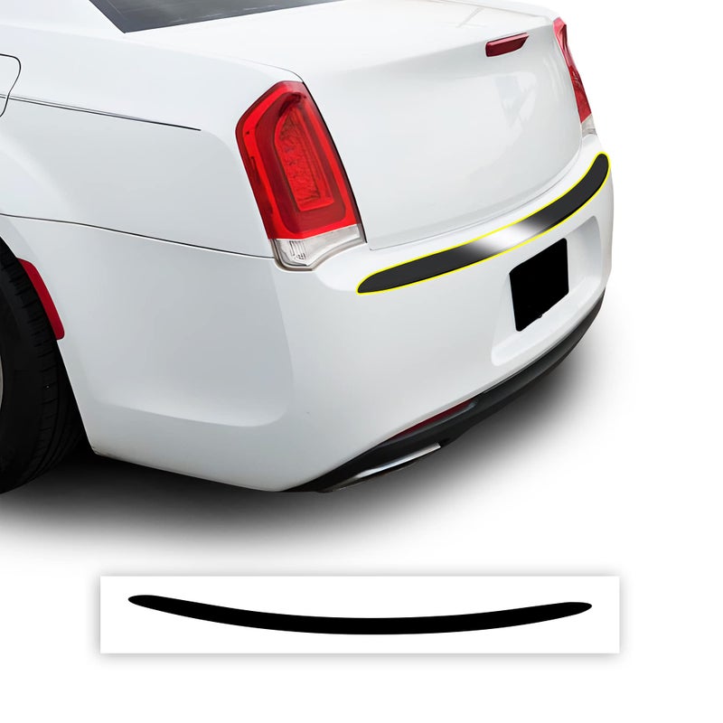BOGAR TECH DESIGNS Rear Bumper Chrome Delete Overlay Compatible with Chrysler 300 2015-2023, Gloss Black - Image 1