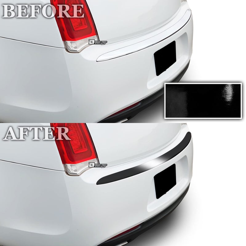 BOGAR TECH DESIGNS Rear Bumper Chrome Delete Overlay Compatible with Chrysler 300 2015-2023, Gloss Black - Image 3