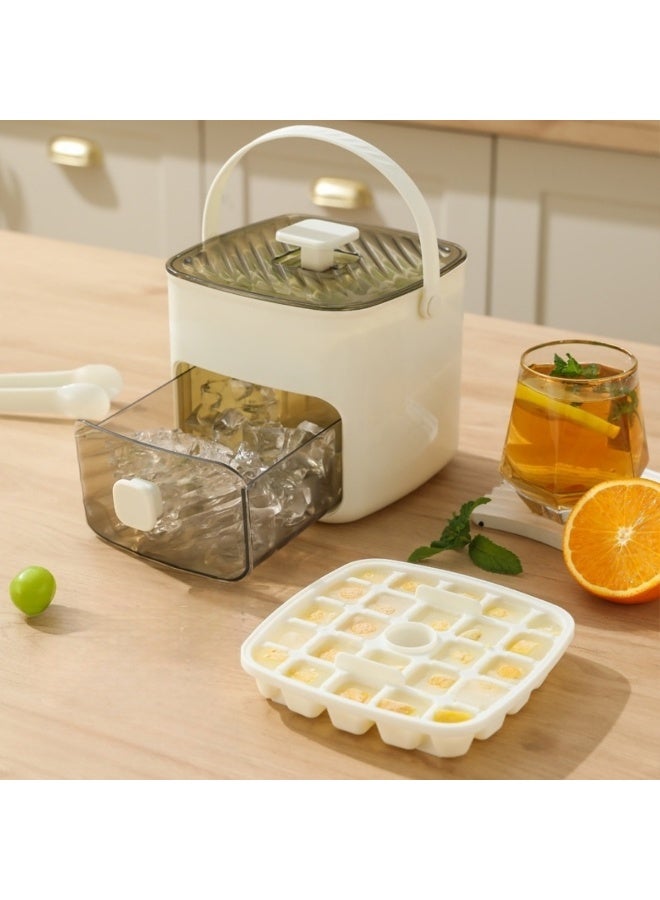 علبة مكعبات الثلج مع غطاء تخزين مربع ، مفتاح واحد بسهولة الافراج عن 48 مكعبات الثلج الصغيرة ، 2 علبة مكعبات الثلج العفن ، مع الحاويات والجليد كماشة - Image 1