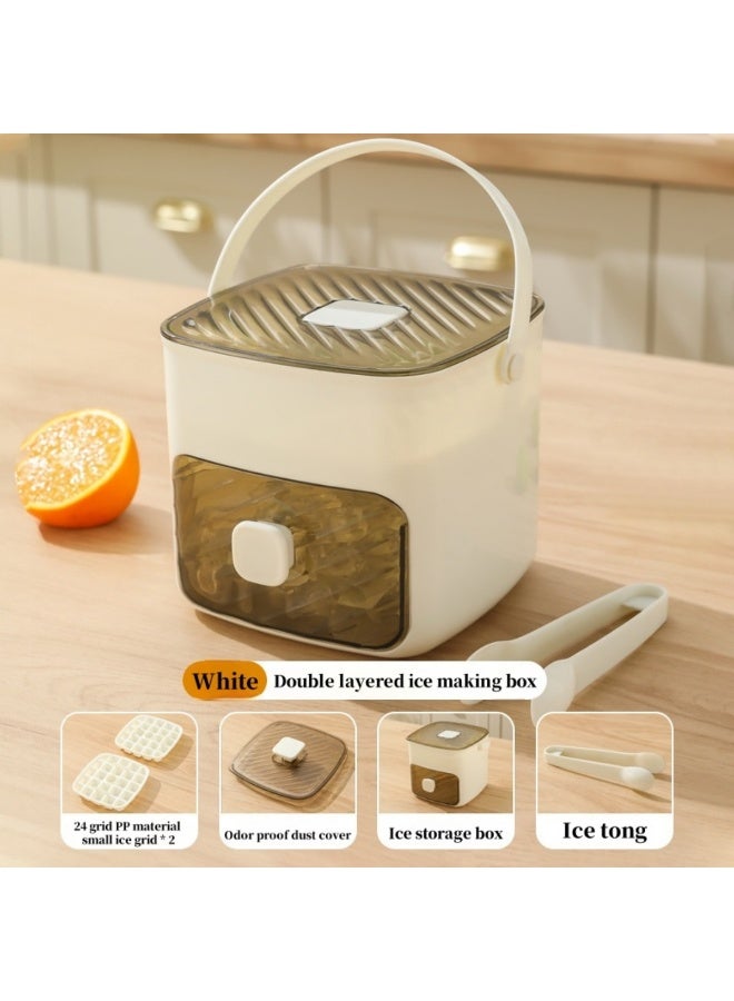 علبة مكعبات الثلج مع غطاء تخزين مربع ، مفتاح واحد بسهولة الافراج عن 48 مكعبات الثلج الصغيرة ، 2 علبة مكعبات الثلج العفن ، مع الحاويات والجليد كماشة - Image 5
