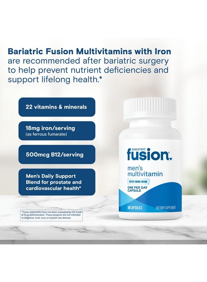 Bariatric Fusion فيتامينات متعددة للرجال من بارياترك فيوجن - حبة واحدة يومياً مع الحديد | مع فيتامينات لدعم البروستاتا والقلب* | لجراحة تحويل المعدة وعمليات تكميم المعدة | 30 كبسولة | إمداد لشهر واحد - Image 5