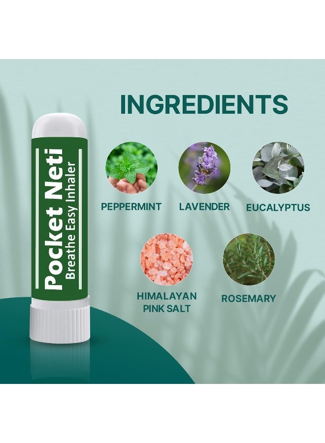 Basic Vigor Pocket Neti Breathe Easy Himalayan Salt Aromatherapy Inhaler 2 Pack With Essential Oils - Image 3