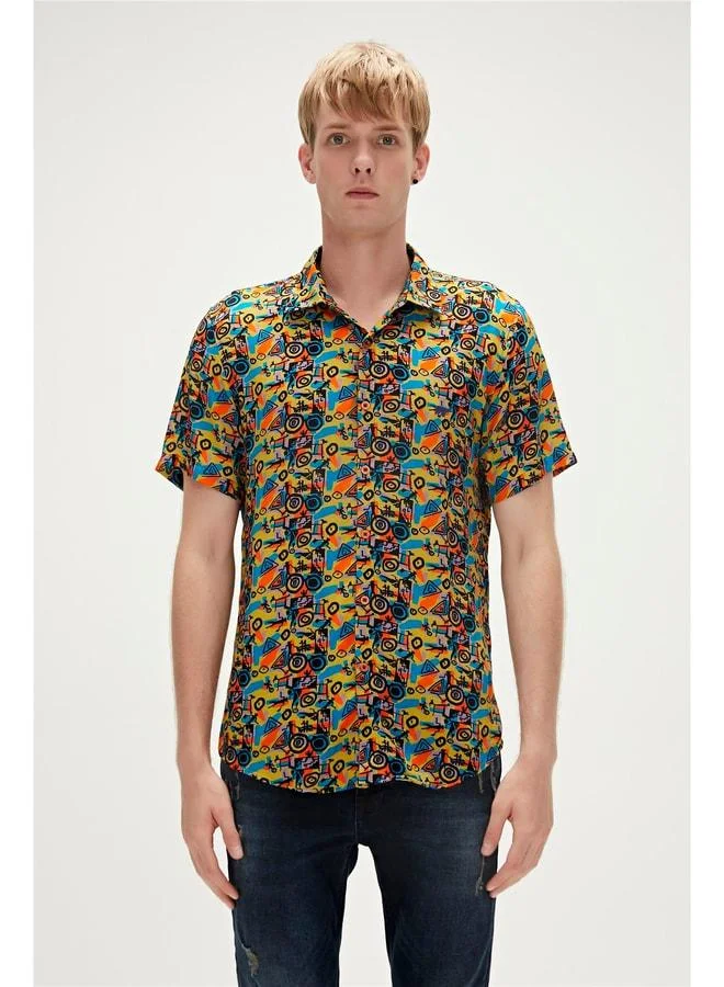 Bad Bear Bi-Face Shirt Yellow Short Sleeve Printed Men's Shirt.