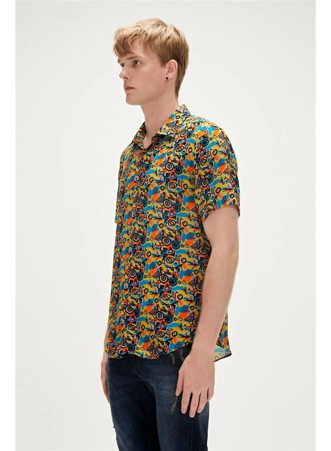 Bad Bear Bi-Face Shirt Yellow Short Sleeve Printed Men's Shirt.