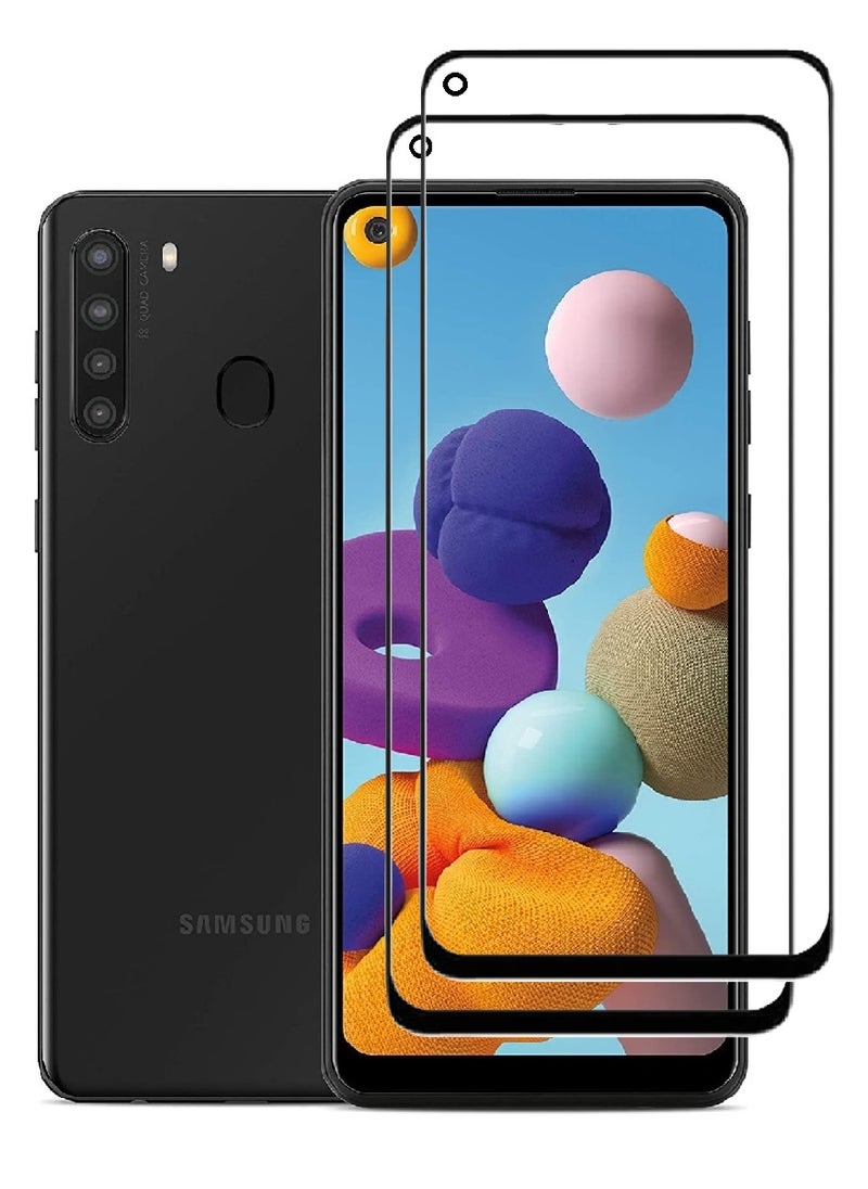 AINA 2 Pieces Tempered Glass Screen Protector 5D Designed For Samsung Galaxy A21 Full Glue Edge to Edge Full Screen Coverage And Bubble Free - Image 1