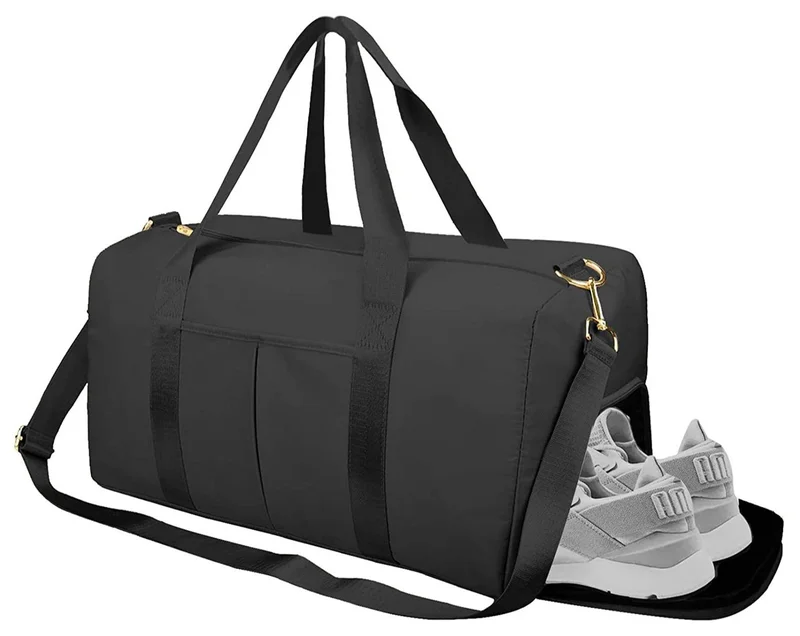 MahMir Gym Bag with Shoes Compartment Sports Bag with Waterproof Pocket for Wet Towels, Travel Duffel Bag for Men and Women by MahMir Black