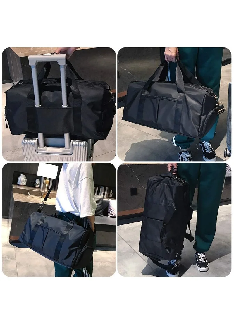 MahMir Black Gym Bag with Shoes Compartment Sports Bag with Waterproof Pocket for Wet Towels, Travel Duffel Bag for Men and Women by MahMir Black  | Best Price UAE