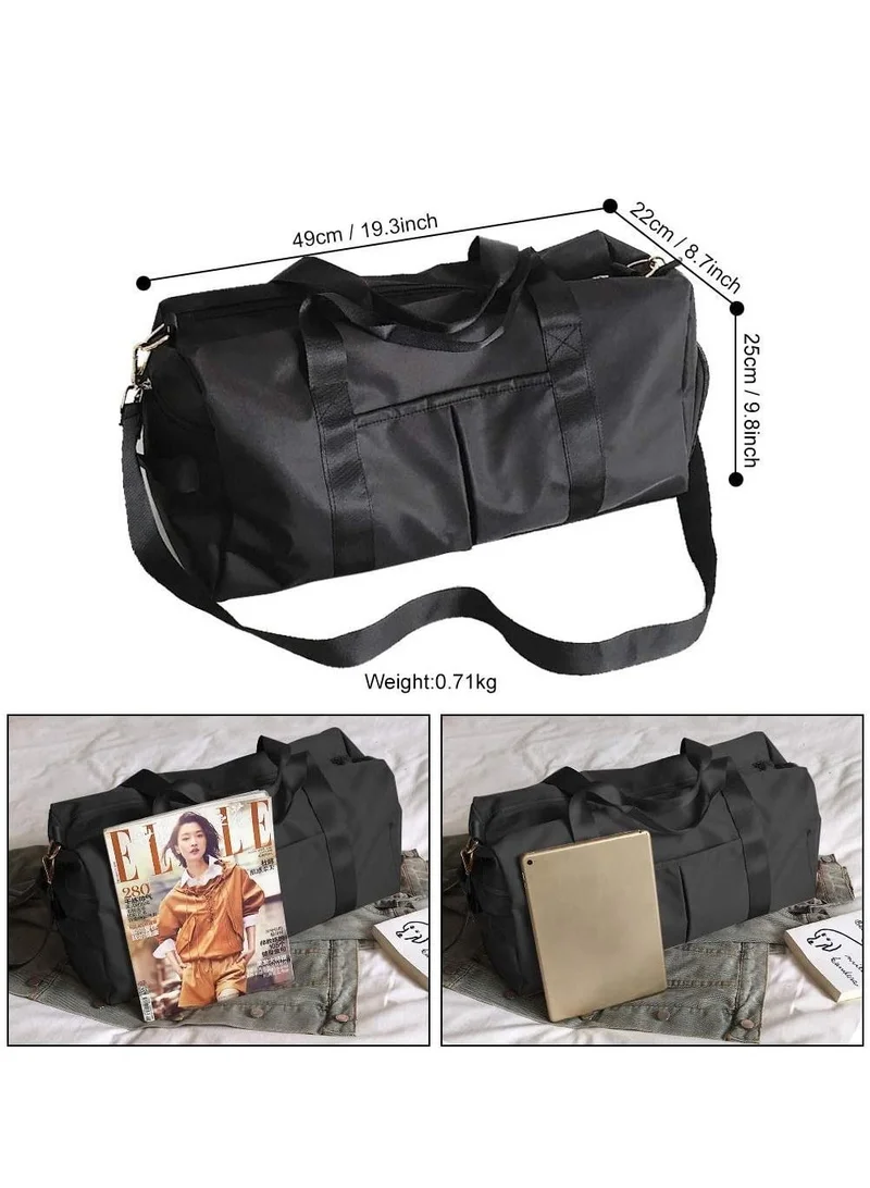 MahMir Black Gym Bag with Shoes Compartment Sports Bag with Waterproof Pocket for Wet Towels, Travel Duffel Bag for Men and Women by MahMir Black  | Best Price UAE