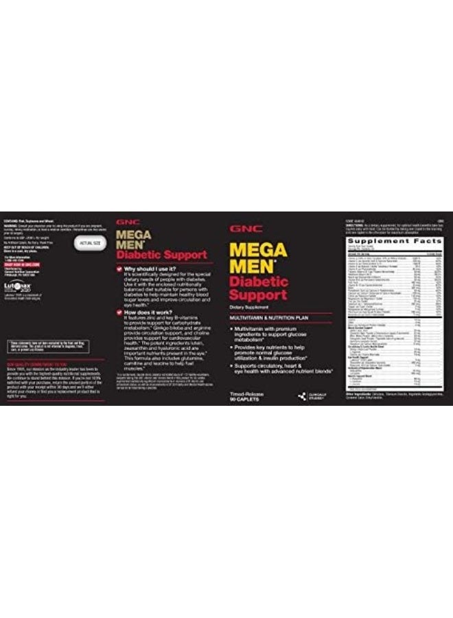 GNC GNC Mega Men Diabetic Support 90 Caplets - Image 4
