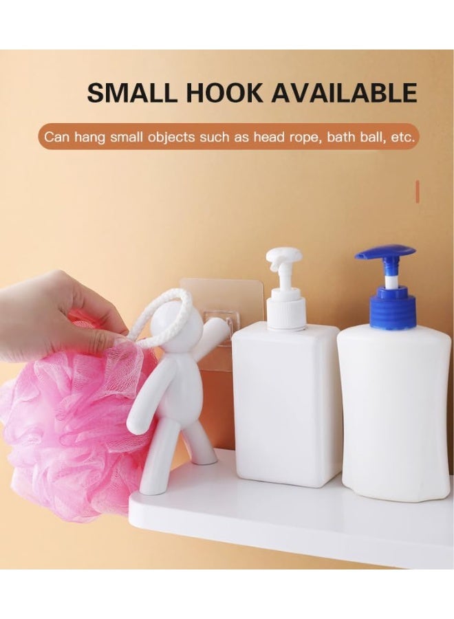 2 PCS Creative Bathroom Shelf Wall-hanging Storage Shelves - Self-adhesive Cosmetics Storage Racks Floating Shelves for Bathroom and Kitchen (White) - Image 4