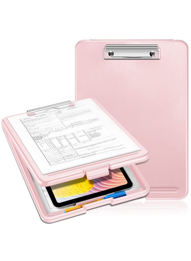 SITHON Nursing Clipboard With Storage Heavy Duty Portable Writing Clipboard With Compartment Organizer For Nurse Doctor Medical Professionals Teachers Students Sales Coach School Office (Pink) - Image 1