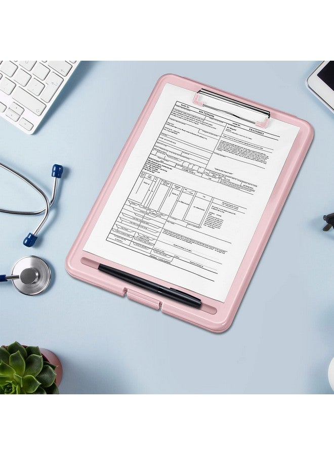 SITHON Nursing Clipboard With Storage Heavy Duty Portable Writing Clipboard With Compartment Organizer For Nurse Doctor Medical Professionals Teachers Students Sales Coach School Office (Pink) - Image 4