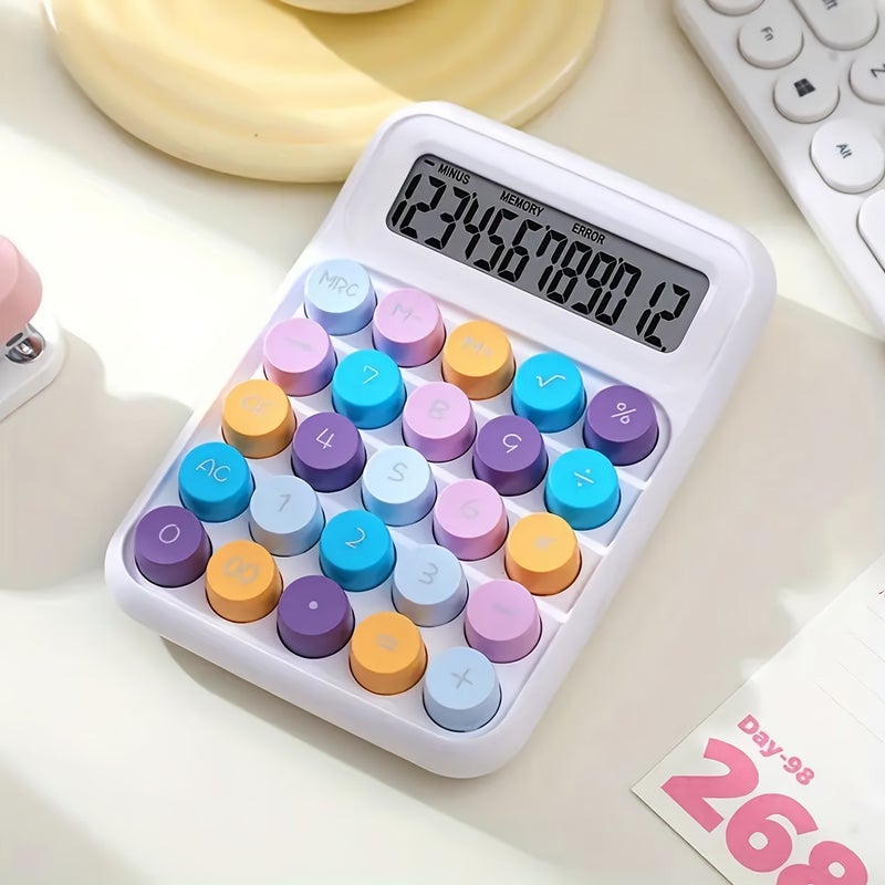 Colorful 12 Digit Led Desktop Calculator With Sensitive Clicking Sound Battery Operated No Battery Included Candy Blue Ideal For Office Use - Image 3