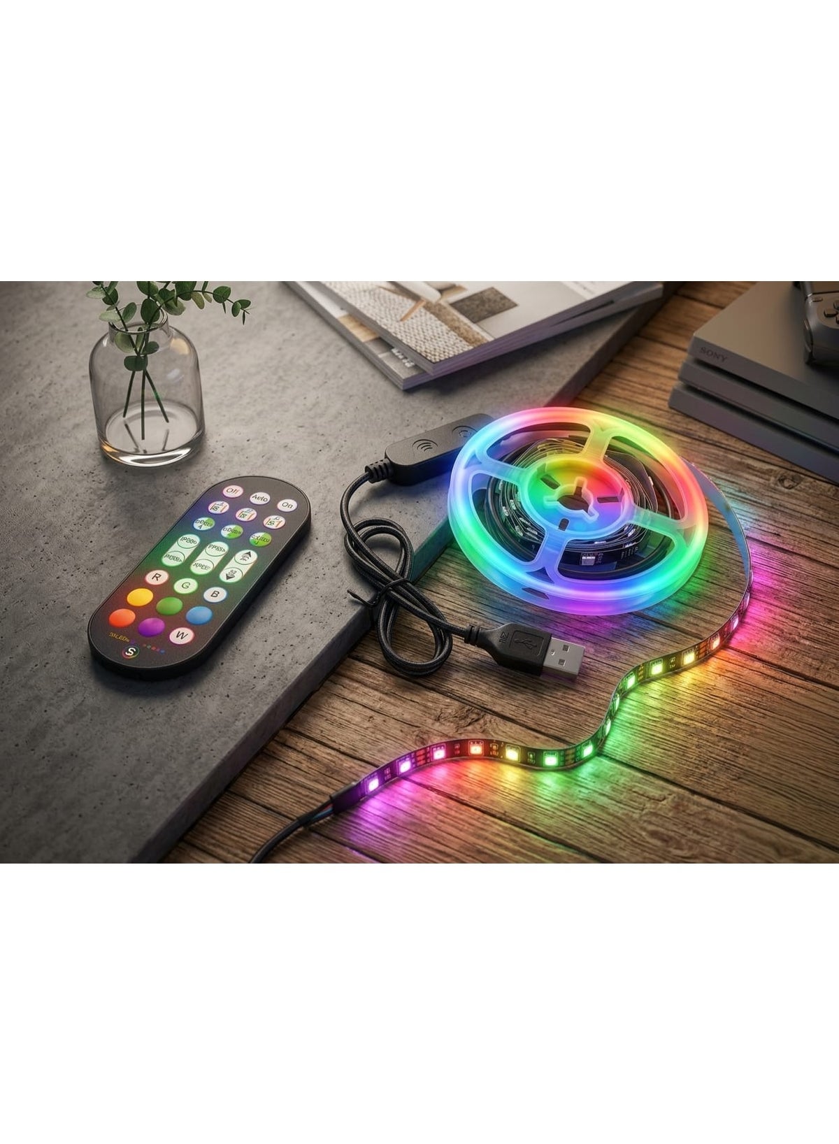 Generic 2M RGB LED Strip Light - USB Powered with Remote Control, Multi ...